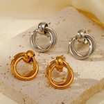 Personality Geometry Circle Gold-Plated Glossy Stainless Steel Accessories Simple and Cool Earrings Korean Style New