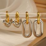 Detachable Color Matching Peach Heart Thread Oval Earrings Female Stainless Steel Gold Plated Simple Ear Clip