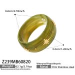 color: Z239-Green Color Resin Wide Band Gold Bangle