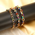 Colorful Oil Necklace Cuban Stainless Steel Bracelet Female Senior Versatile Personality Ornament
