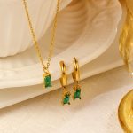 Ancient Long Square Stone Beccarite Earrings Tassel Ear Clip Boutique Jewelry Earrings Small and Personalized Ear Ring