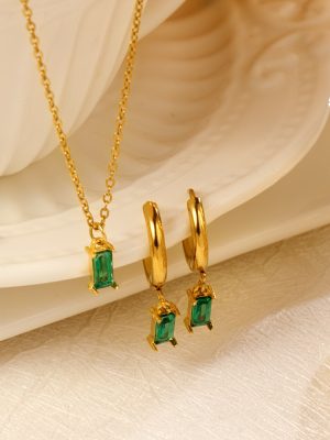 Ancient Long Square Stone Beccarite Earrings Tassel Ear Clip Boutique Jewelry Earrings Small and Personalized Ear Ring