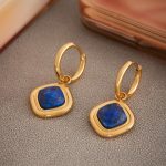 Fine Cutting Diamond Lapis Ear Clip PVD Gold-Plated Advanced Full Zirconium Love Heart Earrings