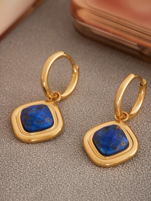 Fine Cutting Diamond Lapis Ear Clip PVD Gold-Plated Advanced Full Zirconium Love Heart Earrings