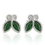 color: 1 Pair Green Rhinestone Stud Earrings Steel Color