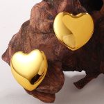 Design Glossy Love Heart Earrings Stainless Steel 18K Golden Kiwi Decoration All-Matching Female