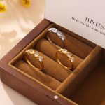 Inlaid Single Row Zircon Ring Plated 18K Real Gold Color Cold Court Stainless Steel Ornament Women
