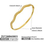 color: Z072-Wave Shape Zircon Gold Bangle