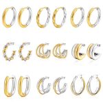 Stainless Steel Earrings Women's 18K Gold Plated Ear Clip Light Luxury Multi-Layered All-Matching Earrings
