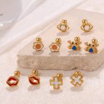 Sweet Cool Cartoon Cute Dripping Rabbit Flower Earrings Stainless Steel 18K Gold Plating Earrings for Women