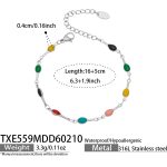 color: TXE559-Steel Color Colorful Enamel Bracelet 16+5cm
