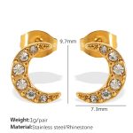 color: EH821 White Rhinestone Gold Earrings
