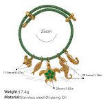 color: SL224GNG Green Cord Multi-charm Bangle