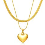 color: Gold C-013 Heart Double Layer Necklace