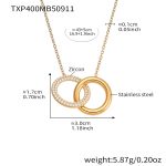 color: TXP400-Gold Double Ring Necklace 43+5cm