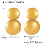 color: F1452-Gold Double Circle Statement Earrings