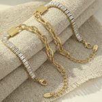 Exquisite Stainless Steel Lock Head 5A Zircon Stitching Bracelet PVD Gold Plated Non-Fading Simple All-Match Hand Jewelry