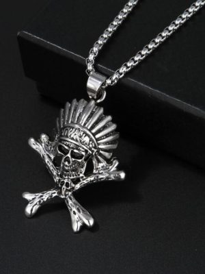 HipHop Hip-Hop Night Club Performance Bar Necklace Retro Hipster Hip Hop Skull Pendant