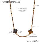 color: P1031-Tiger Eye Freshwater Pearl Necklace