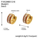 color: F1052-Red Color Zircon Earrings -Small