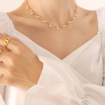 color: P249-Gold Pearl Necklace -40+5cm