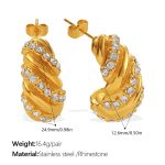 color: EH1373WEG White Rhinestone Earrings