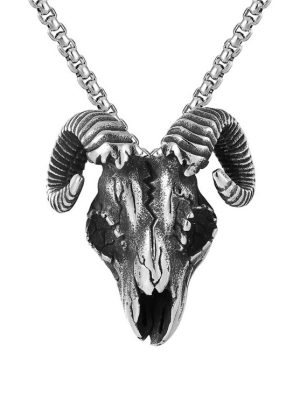 New Sheep Head Skull Necklace Stainless Steel Retro Pendant Ornaments
