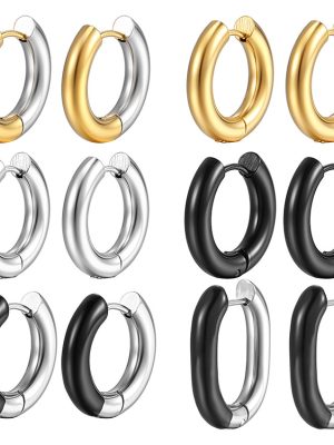INS Advanced Black Gold 18K Gold Plating Stainless Steel Ear Clip Geometric round Ring