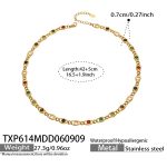 color: TXP614-Colorful Zircon Gold Necklace -42+5cm