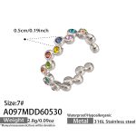 color: A097-Steel Color Mixed Colors Zircon Ring