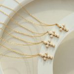 Imitation Pearl Cross Pendant Necklace Design All-Match Clavicle Chain Jewelry Mother's Day Gift