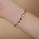 color: E459-Black Enamel Gold Bracelet -18+4cm