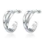 color: 1 Cross Over Three-splice Wire Earrings Steel Color