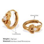 color: EH1155WEG White Rhinestone Small Hoop Earrings