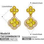 color: TXF599-A Style Yellow Zircon Gold Earrings