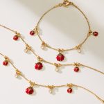 Ladybug Zircon Tassel DIY Multi-Pendant Necklace Bracelet PVD Gold Plated Jewelry EU Certified