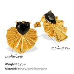 color: EH693BKG Black Glass Gold Earrings