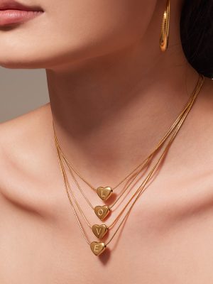 Stainless Steel 26 Letters Love Pendant Clavicle Necklace Light Luxury Ornament Plated 18K Real Gold