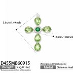 color: D455-Green Zircon Cross Steel Color Pendant