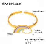 color: TXA264-Gold Rainbow Enamel Ring Size 3