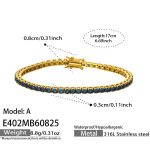 color: E402-Blue Zircon Gold Bracelet -17cm