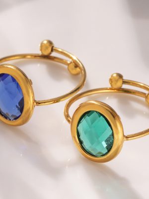 Cut Glass Steel Ball Ring Opening Design New Stainless Steel 18K Gold Light Luxury Jewelry Index Finger Ring