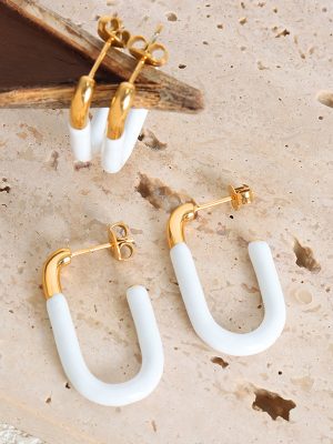 Chic Commuter French Style Cold Light Luxury and Simplicity Large U-Shaped Dripping Oil Design Elegant All-Match Stainless Steel Earrings