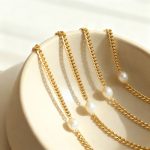 Natural Freshwater Pearl Single Cuban Link Chain Necklace Chocker Simple French Style All-Matching Stainless Steel Necklace