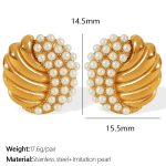 color: EH715 White Bead Gold Earrings