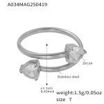 color: A034-Steel Color 5A Zircon Ring / size: US 7