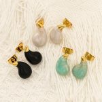 Advanced Design Stainless Steel Vacuum Plating Dripping Water Drop Minimalist Stud Earrings for Women