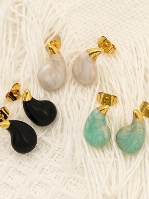 Advanced Design Stainless Steel Vacuum Plating Dripping Water Drop Minimalist Stud Earrings for Women