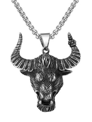 Stainless Steel Sheep Head Pendant Animal Necklace for Men and Women Retro Trendy Cool Hiphop Hip Hop Ear Accessories