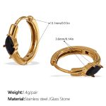 color: EH1062BKG Black Stone Gold Small Hoop Earrings